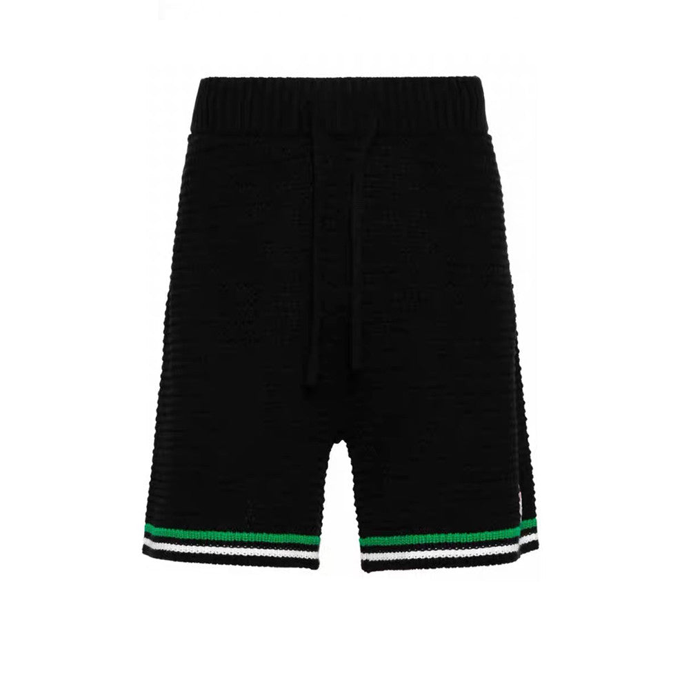 Casablanca Men's Spring And Summer Knitting Stripes Color Blocking Long-sleeved Knitted Sweater Single-breasted Cardigan Casual Knitted Shorts Set  #71324