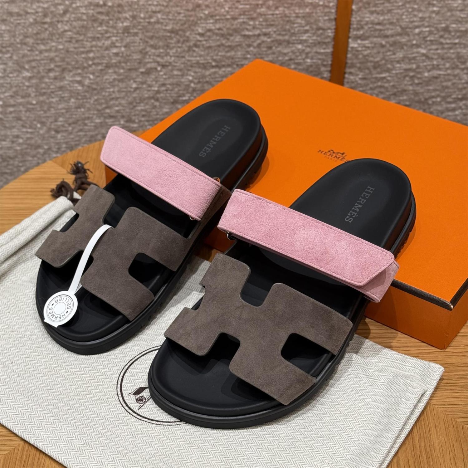Hermes Women's Autumn and Winter Pure Color Suede Leather Casual Fashion Sandal Mop Shoes #77294