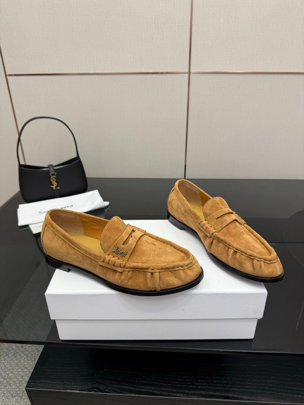 Saint Laurent Women's Autumn/Winter Fashion Casual Sheepskin Suede Round Toe Slip On Flat Loafers Casual Shoes #78376