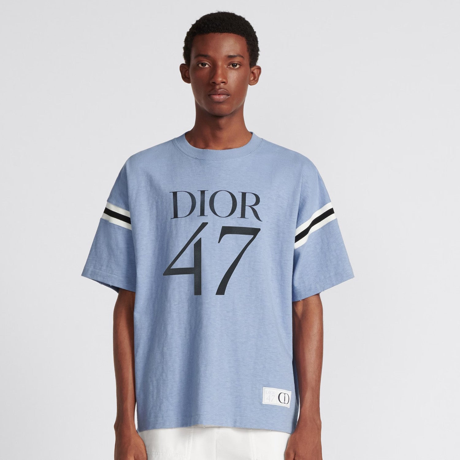 Dior Men's Summer Solid Color Letter Print Round Neck Loose Cotton Short Sleeve T-Shirt #97768