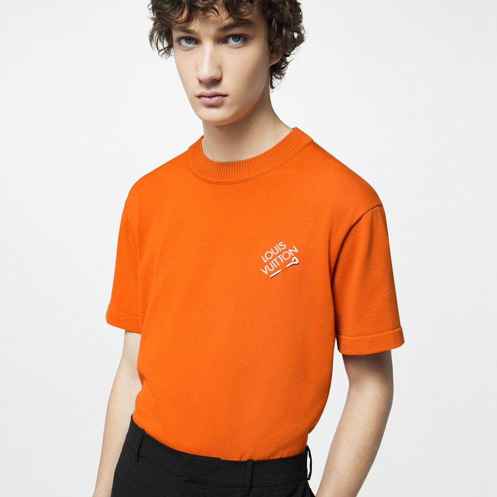 Louis Vuitton Men's Summer Solid Color Embroidered Logo Pin Crew Neck Cotton Short Sleeve T-Shirt #98211