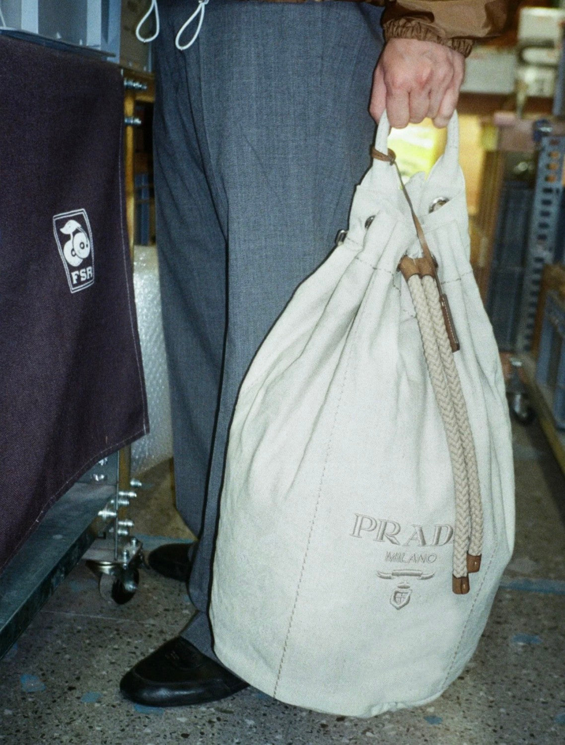 Prada Linen-blend Canvas Drawstring Travel Bag For Men Autumn/winter Fashion Trend Large Capacity Stylish Backpack Bags  2VY011_2CYA_F0216_V_OOO #81994A