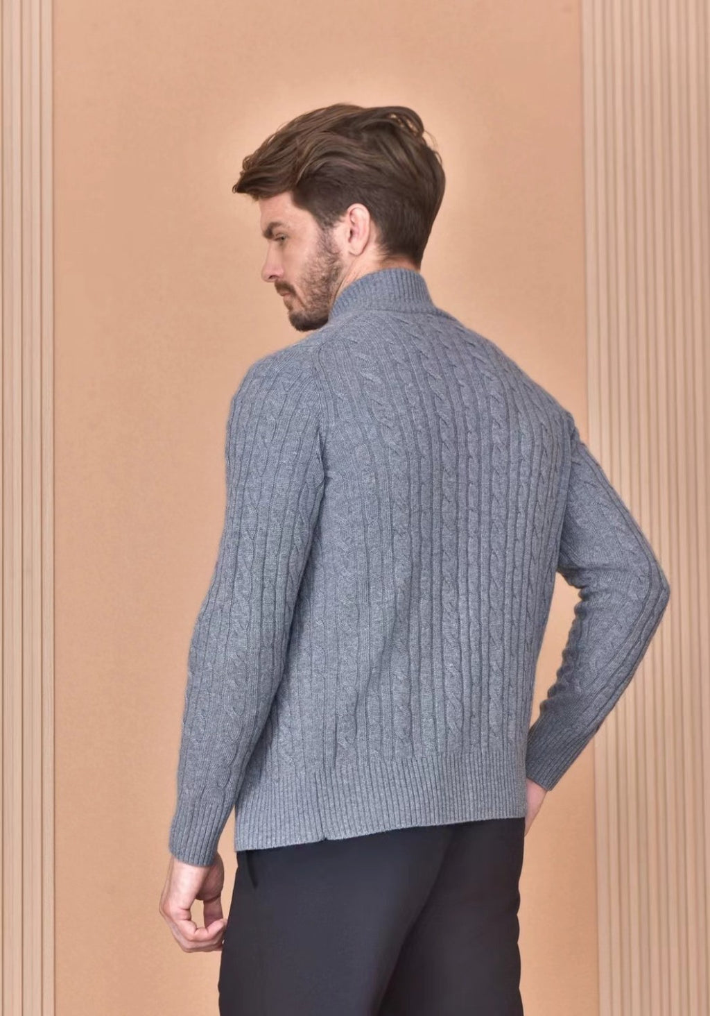 Loro Piana Men's Autumn And Winter Solid Color Zipper Half High Neck Knit Sweater Long Sleeve Jacket Ngvp #9392