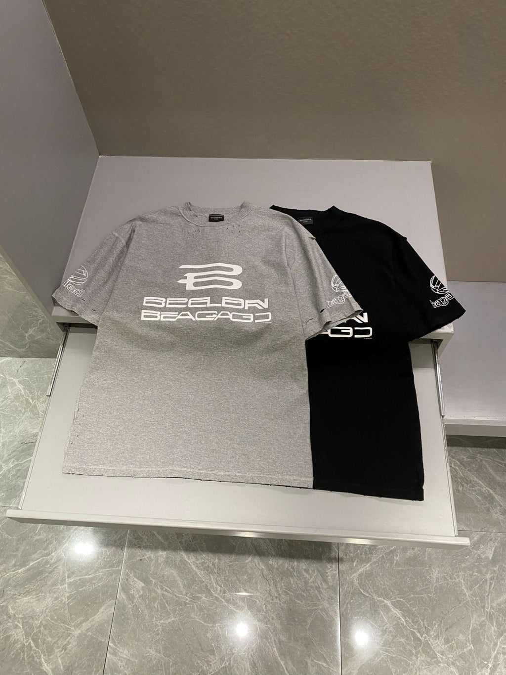 Balenciaga Men's Summer Do-Over Letter Printed Plain Knit Cotton Round Neck Short Sleeve T-Shirt #98971