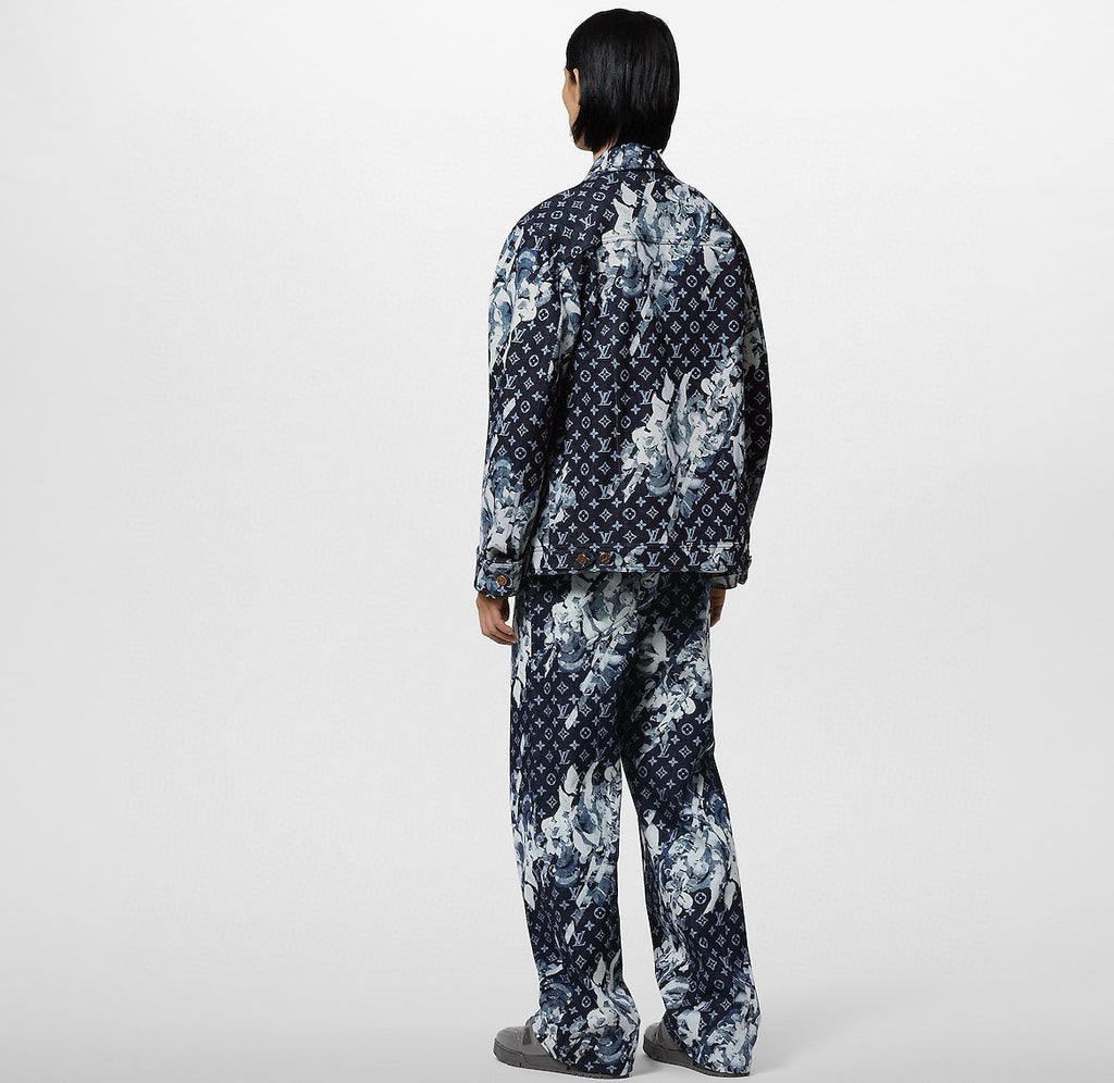 Louis Vuitton Men's Spring Autumn Letter Monogram Printed Denim Jacket Pants Set Suit #97341