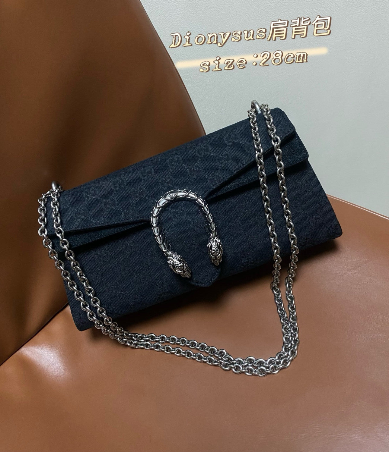 GUCCI Dionysus Medium Shoulder Bag GG Canvas #383686