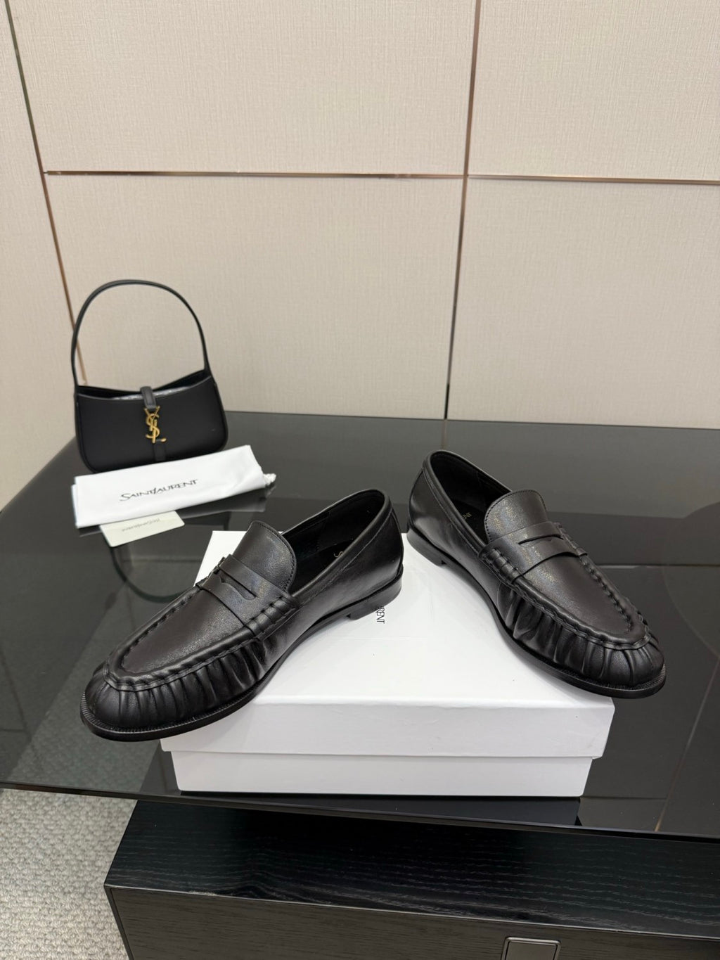 Saint Laurent Women's Autumn/Winter Fashion Casual Sheepskin Suede Round Toe Slip On Flat Loafers Casual Shoes #78376