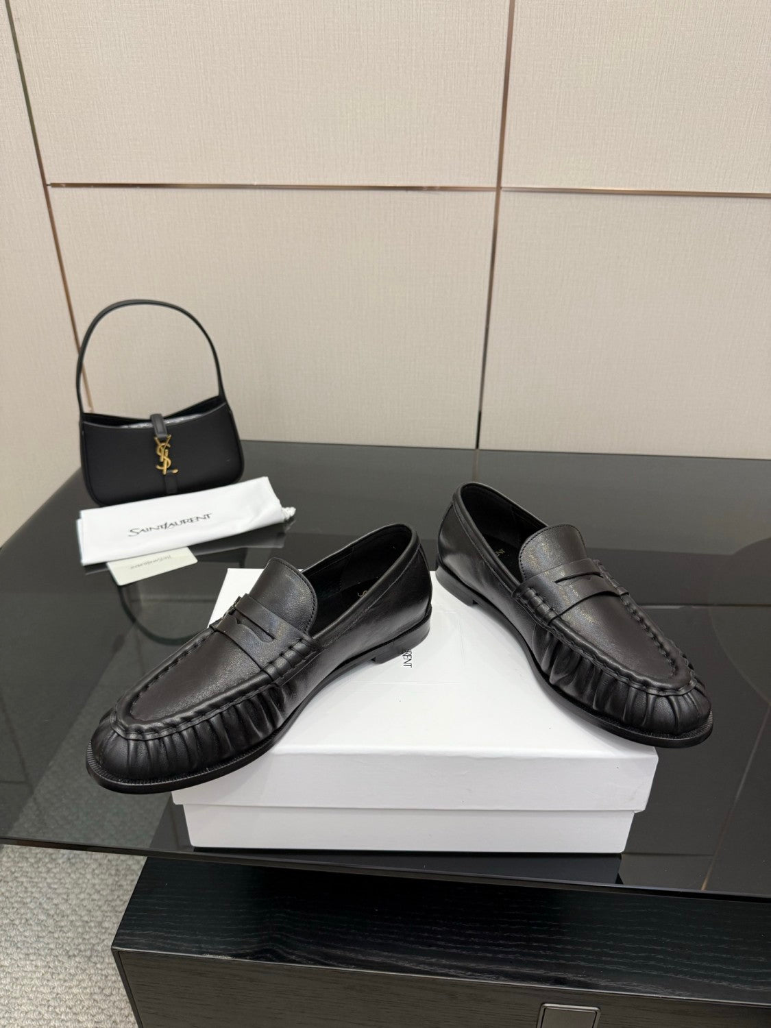 Saint Laurent Women's Autumn/Winter Fashion Casual Sheepskin Suede Round Toe Slip On Flat Loafers Casual Shoes #78376