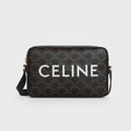 Celine Triomphe Men's Black Zipper Closure Printed Canvas Calfskin Shoulder Crossbody Bag Bags #75812
