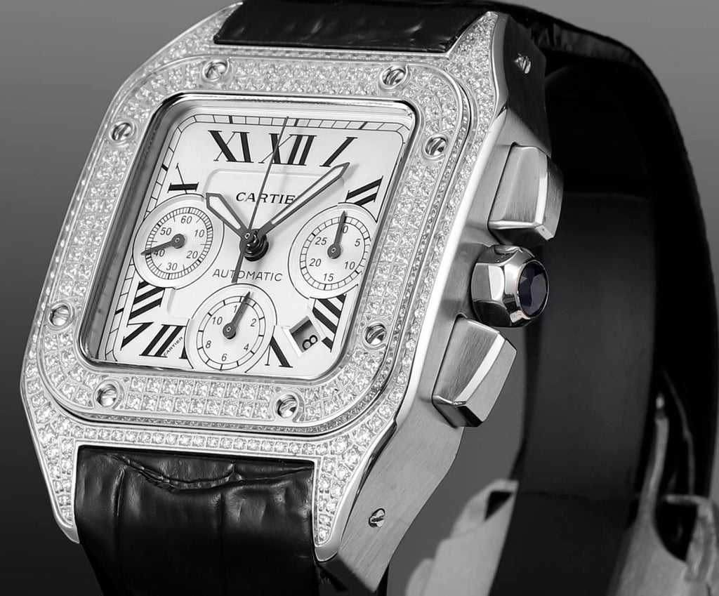 Cartier Santos Men's Automatic Mechanical Movement Roman Scale Date Display Chronograph 100M Water Resistant Mechanical Watch #72997