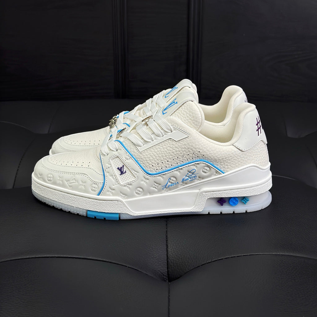 Louis Vuitton Men's And Women's Spring/summer Fashion Casual Round Toe Flat Lace Up Leather Low Top Casual Shoes #78352