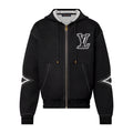 Louis Vuitton Women's Fall/Winter Black Logo Applique Zipper Hooded Long Sleeve Jacket #73154