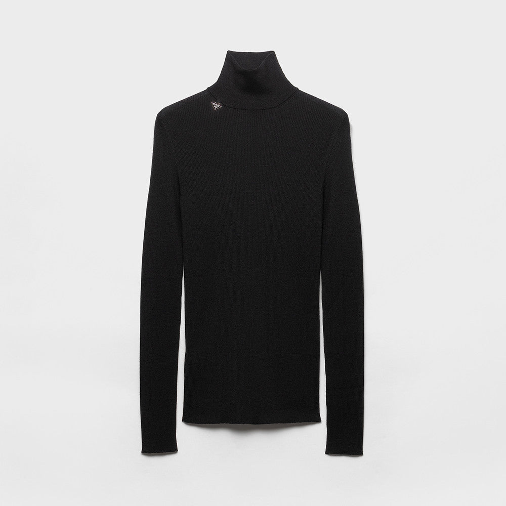 Prada Men's and Women's Solid Color Turtleneck Slim-cut Wool Sweater #333520