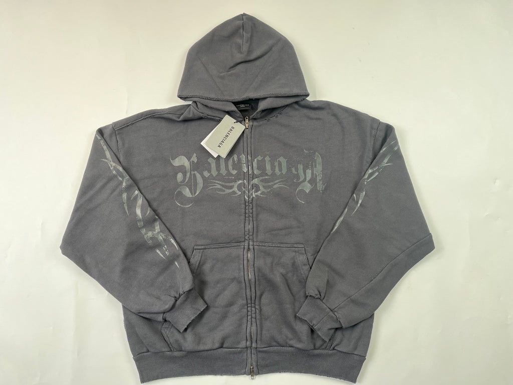Balenciaga Men's Women's Spring And Autumn Letter Printed Solid Color Zipper Loose Solid Color Hooded Sweatshirt Jacket Ngvp #9958