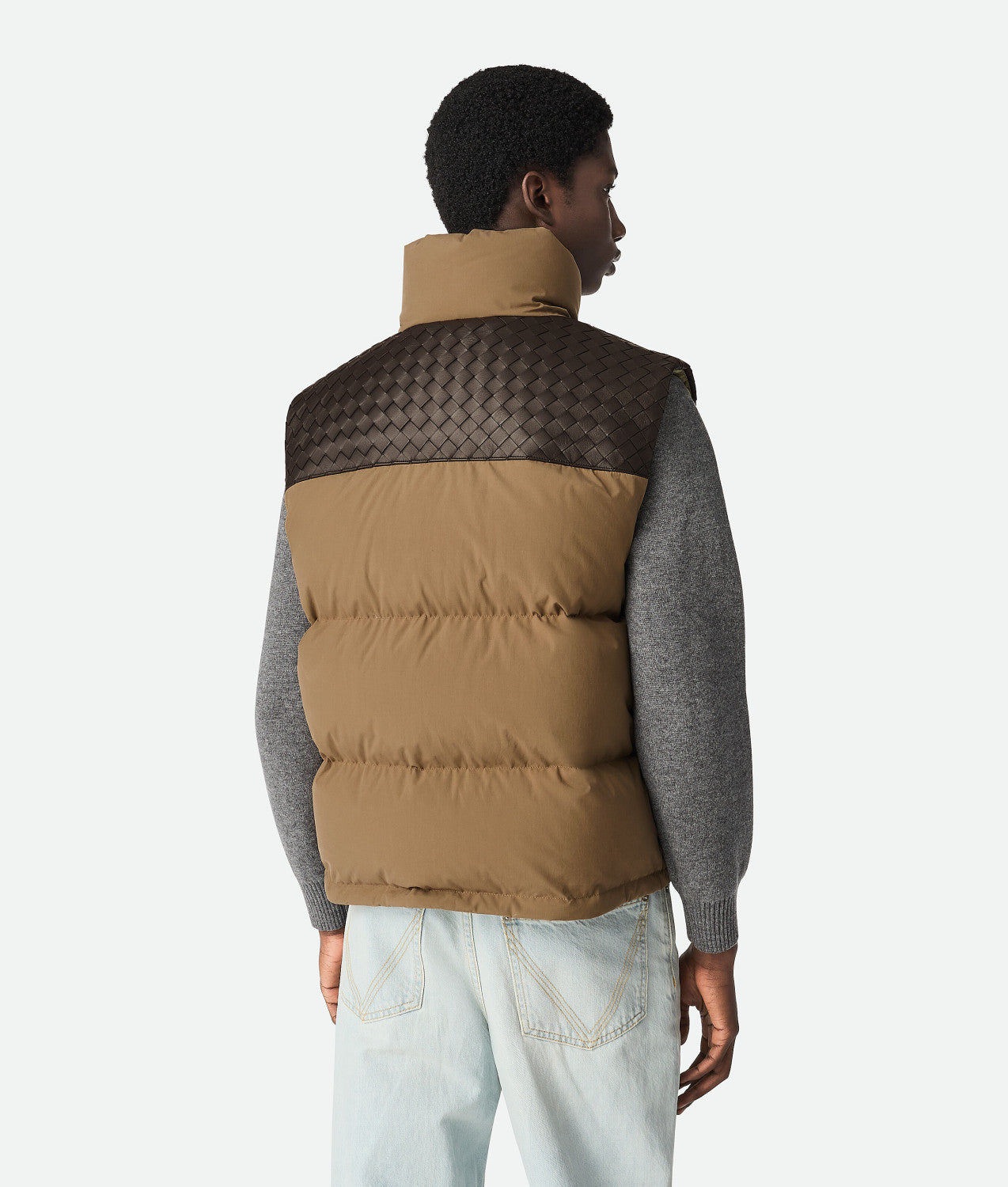 Bottega Veneta Men's Autumn/winter Frosted Poplin Puffer Gilet Sleeveless Knitted Down Jacket Fashionable Casual Vest Ngvp #2629
