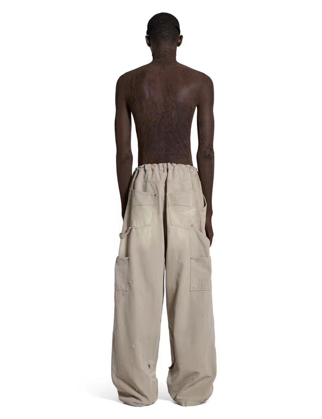 Balenciaga Men's Women's Four Seasons Cotton Tie Mid Waist Loose Work Pants Solid Color Casual Pants Ngvp #1937