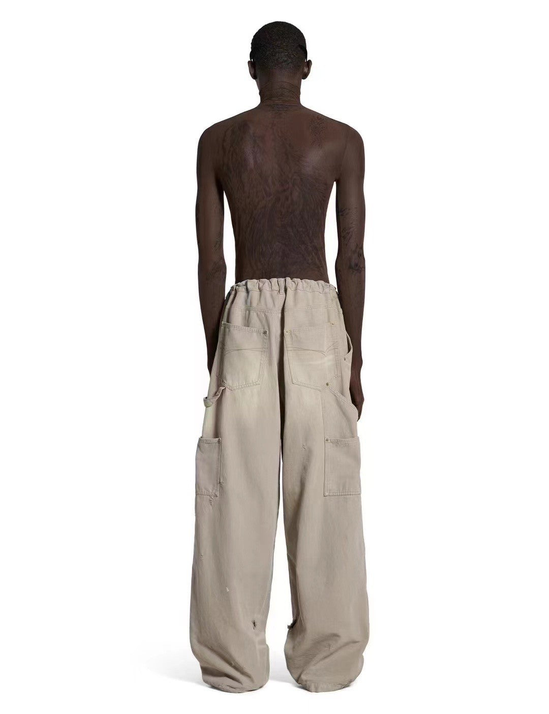 Balenciaga Men's Women's Four Seasons Cotton Tie Mid Waist Loose Work Pants Solid Color Casual Pants Ngvp #1937