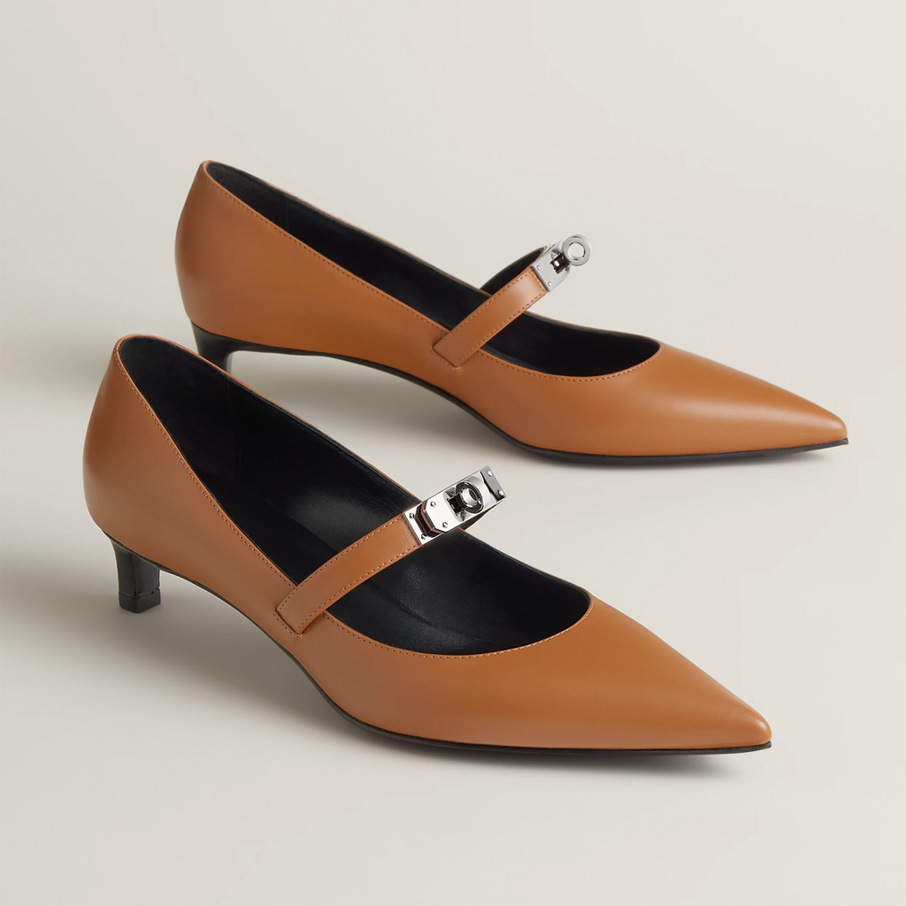 Hermes Women's Kiara 40 Pump Four Seasons Solid Color Pointy Toe Leather Stiletto High Heels Casual Shoes #81322