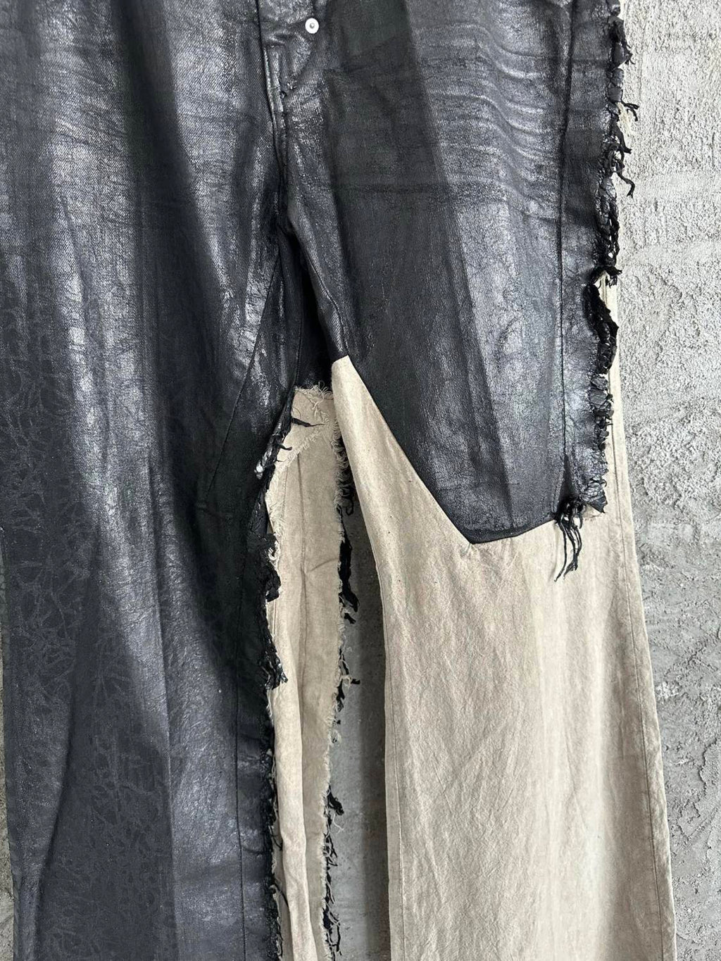Rick Owens Waxed Colorblock Wide-leg Pants #334947