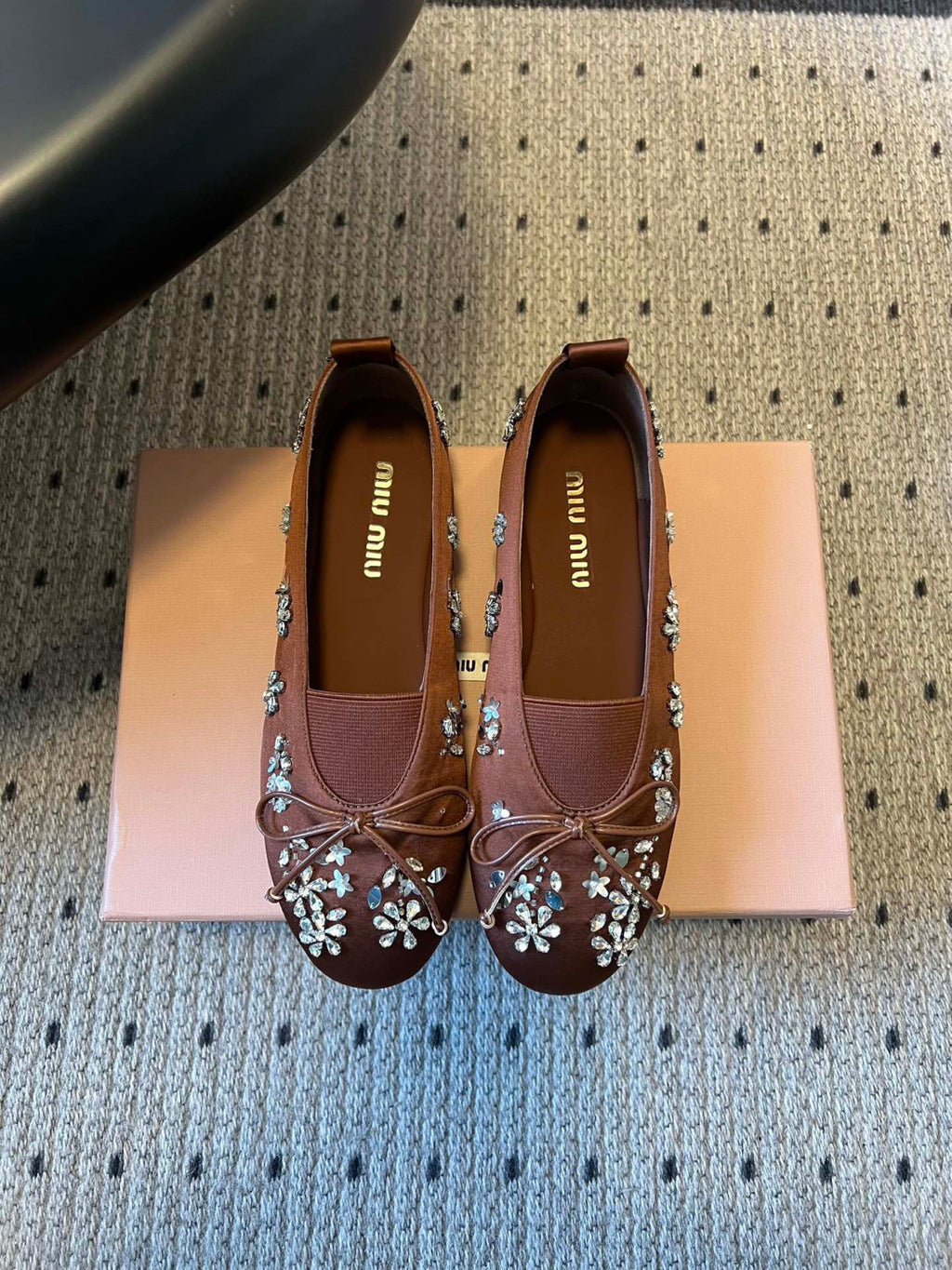 Miumiu Rhinestone Ballet Flats #336871