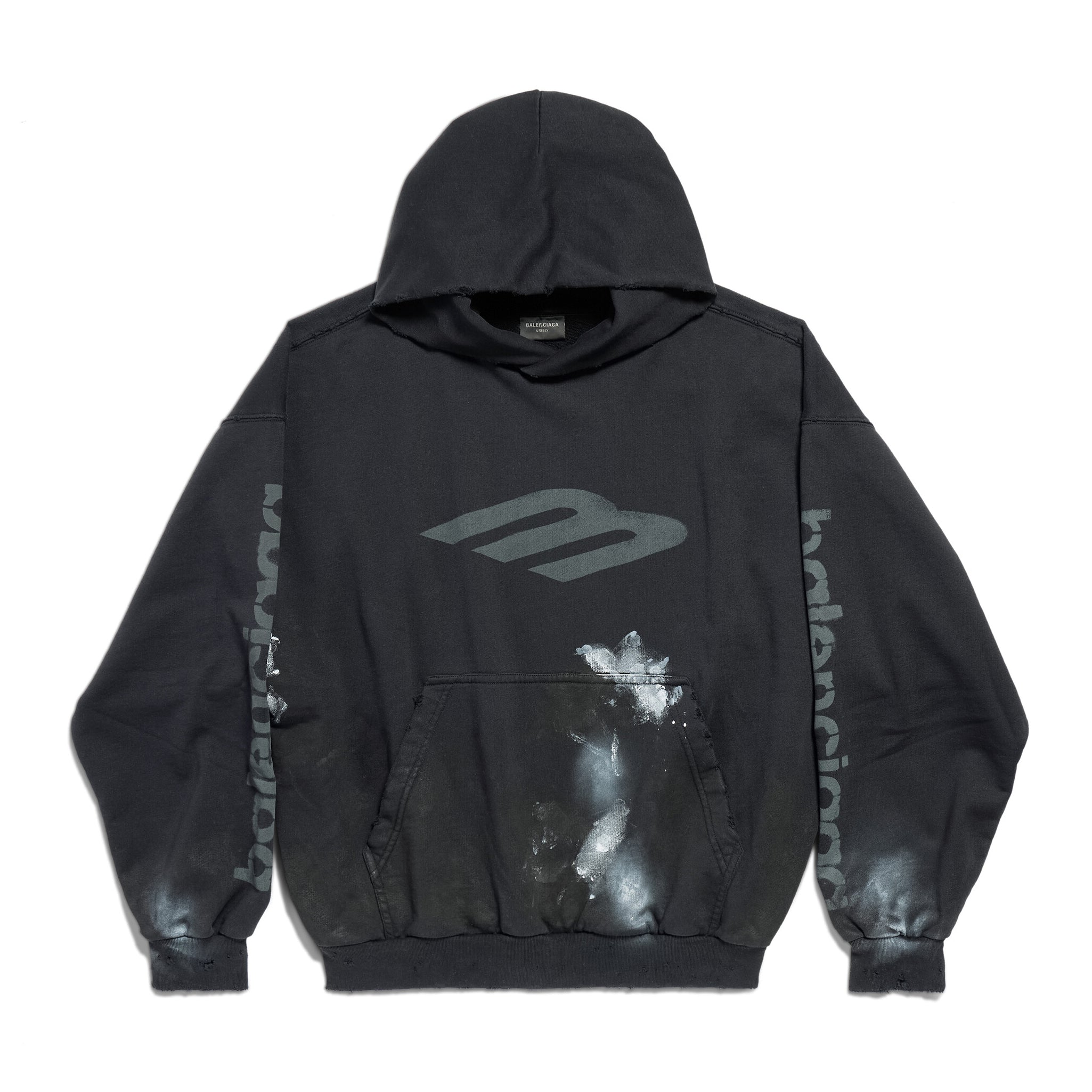 Balenciaga Men's Spring and Autumn Black Letter Printed Hooded Pullover Long Sleeve Sweatshirt #73213