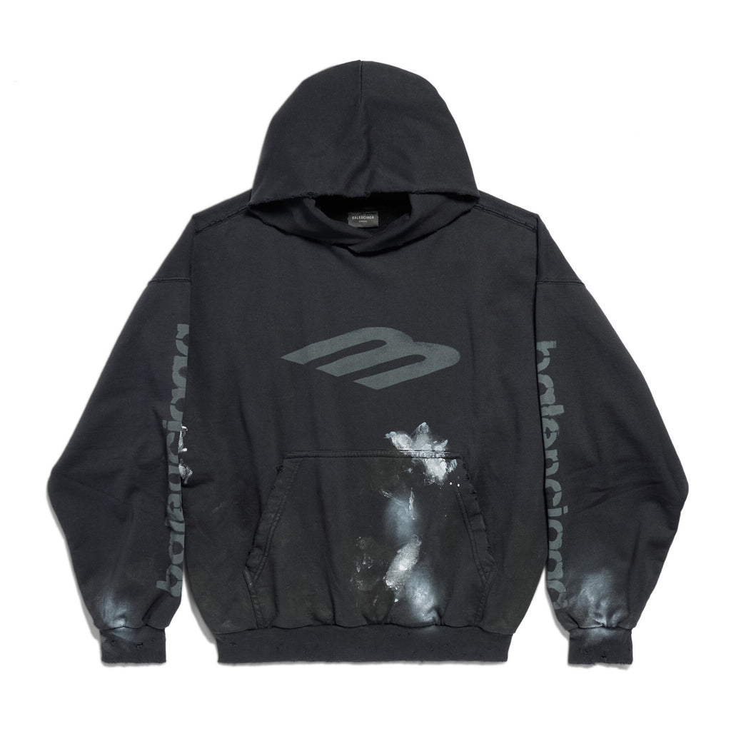 Balenciaga Men's Spring and Autumn Black Letter Printed Hooded Pullover Long Sleeve Sweatshirt #73213