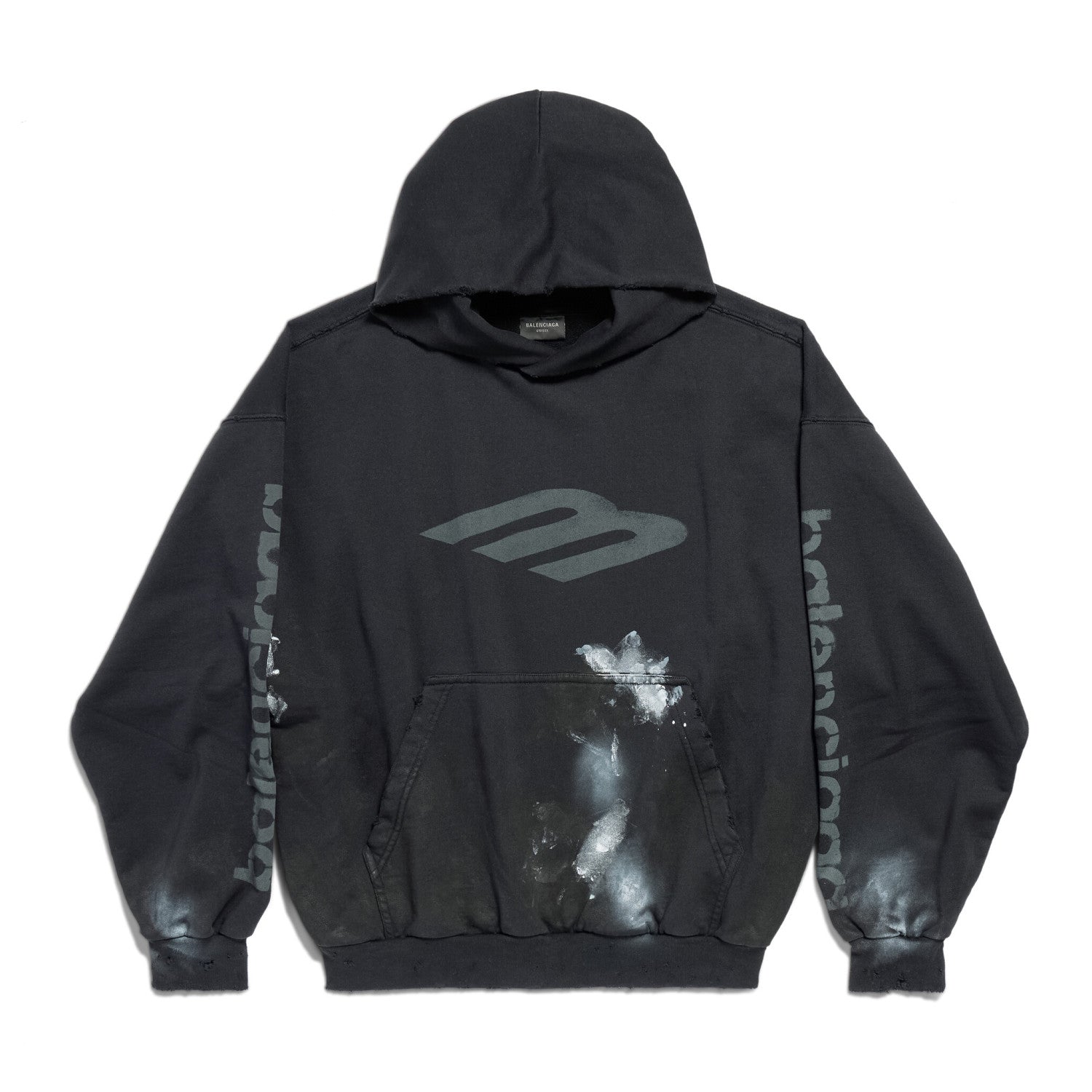 Balenciaga Men's Spring and Autumn Black Letter Printed Hooded Pullover Long Sleeve Sweatshirt #73213