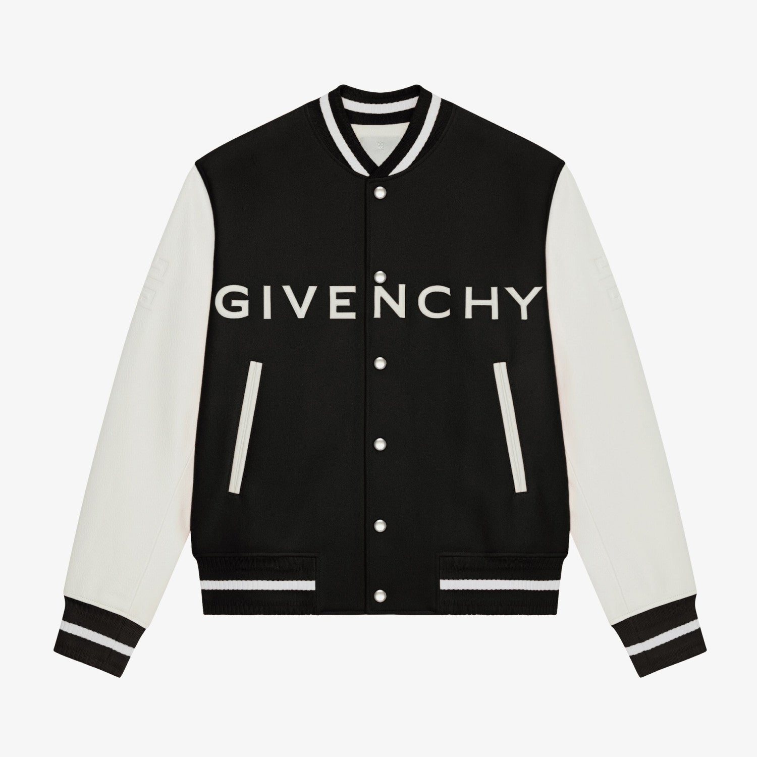 Givenchy Men's Autumn and Winter Color Blocking Single Breasted Wool and Leather Hooded Jacket #74364