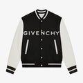 Givenchy Men's Autumn and Winter Color Blocking Single Breasted Wool and Leather Hooded Jacket #74364