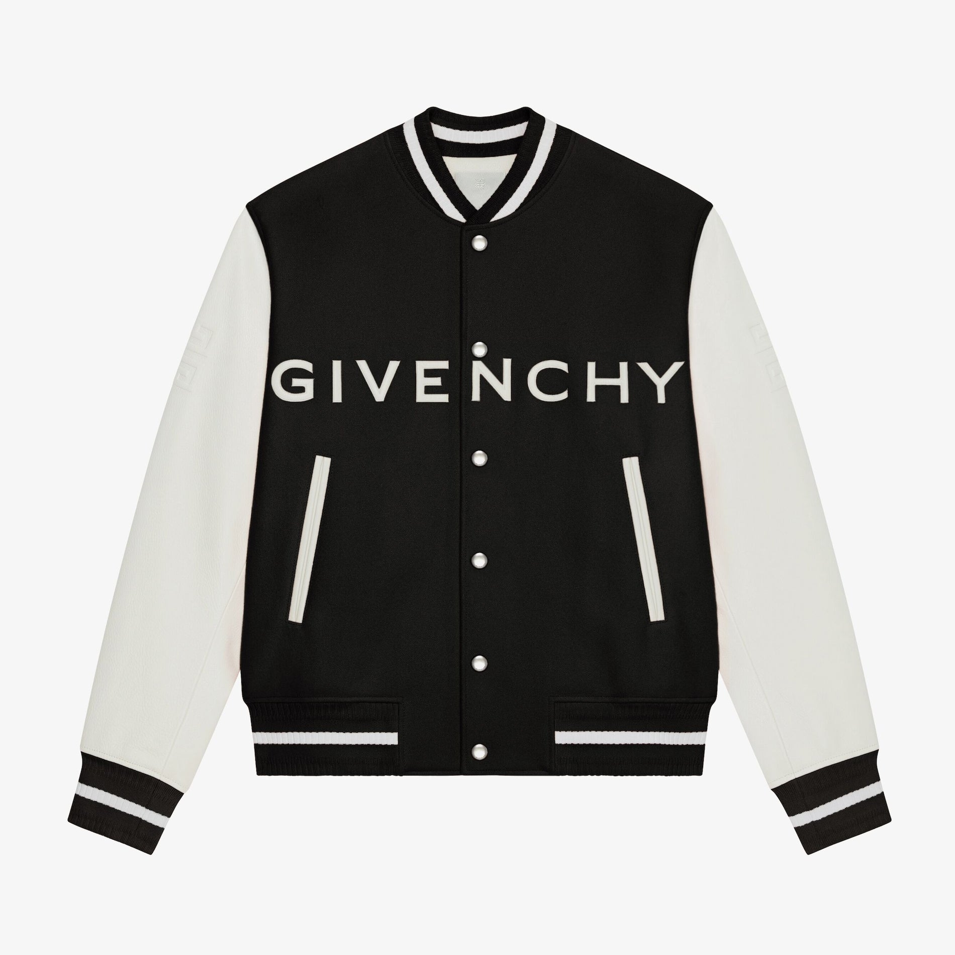 Givenchy Men's Autumn and Winter Color Blocking Single Breasted Wool and Leather Hooded Jacket #74364
