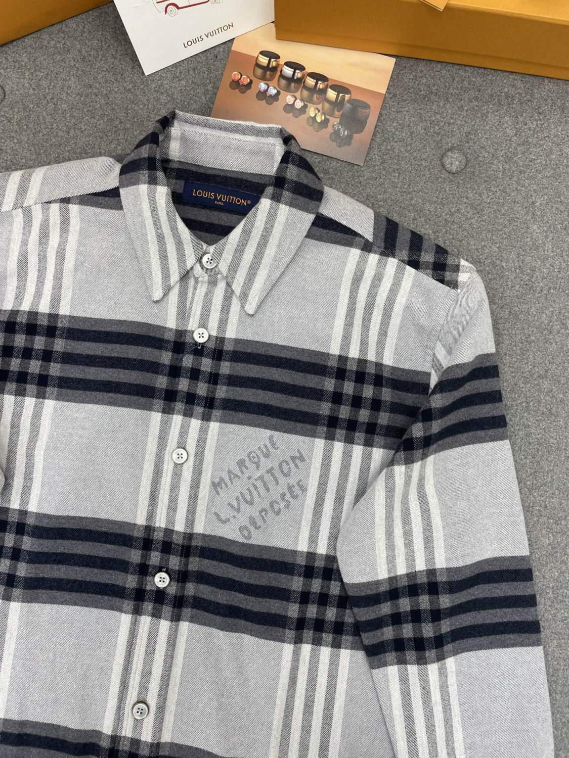 Louis Vuitton Men's Spring And Autumn Black And White Striped Flannel Single Breasted Long Sleeved Shirt #76949
