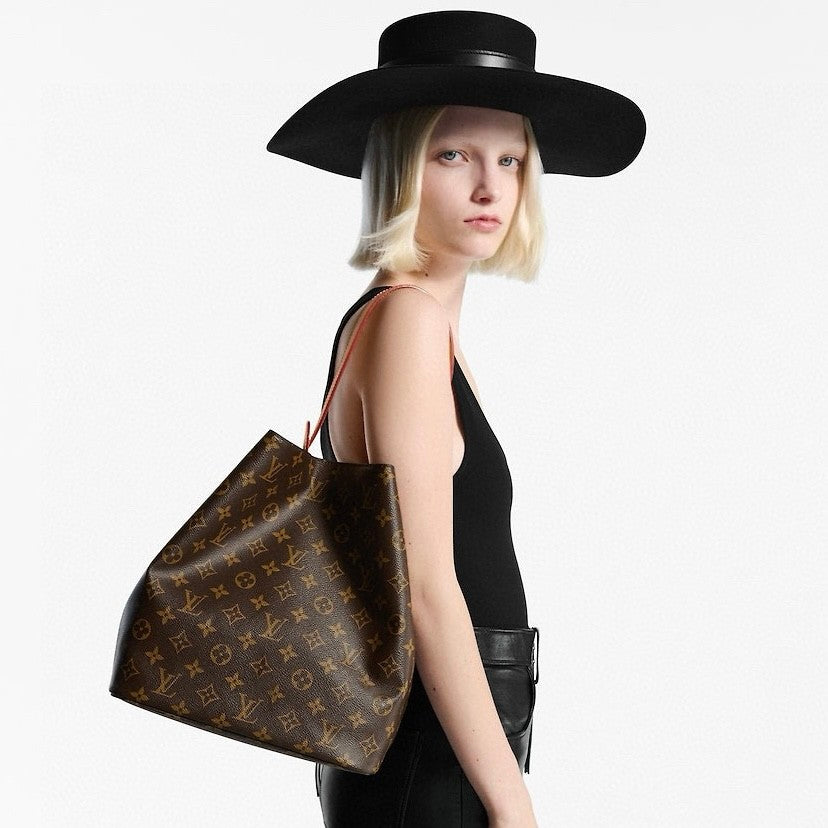 Louis Vuitton All In GM Women's Brown Letter Printed Removable Zipper Inside Pocket Coated Canvas Shoulder Tote Bag Bags #75488