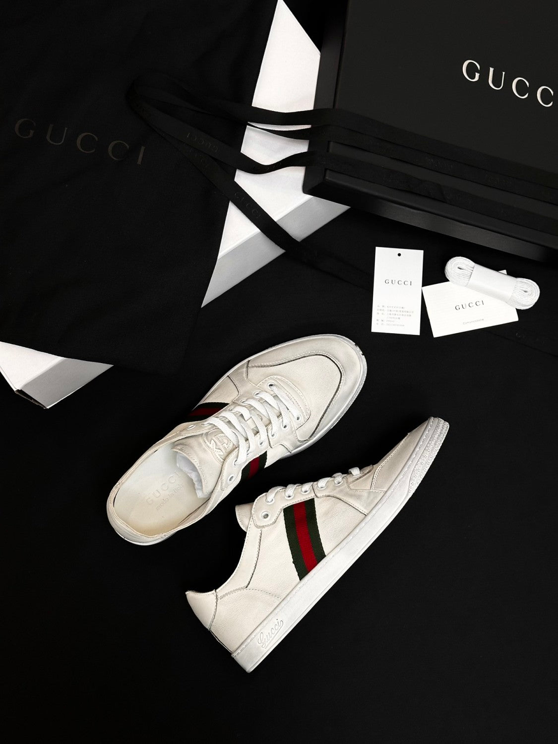 GUCCI Men's Stretch Low-top Sneaker in White Leather #378601