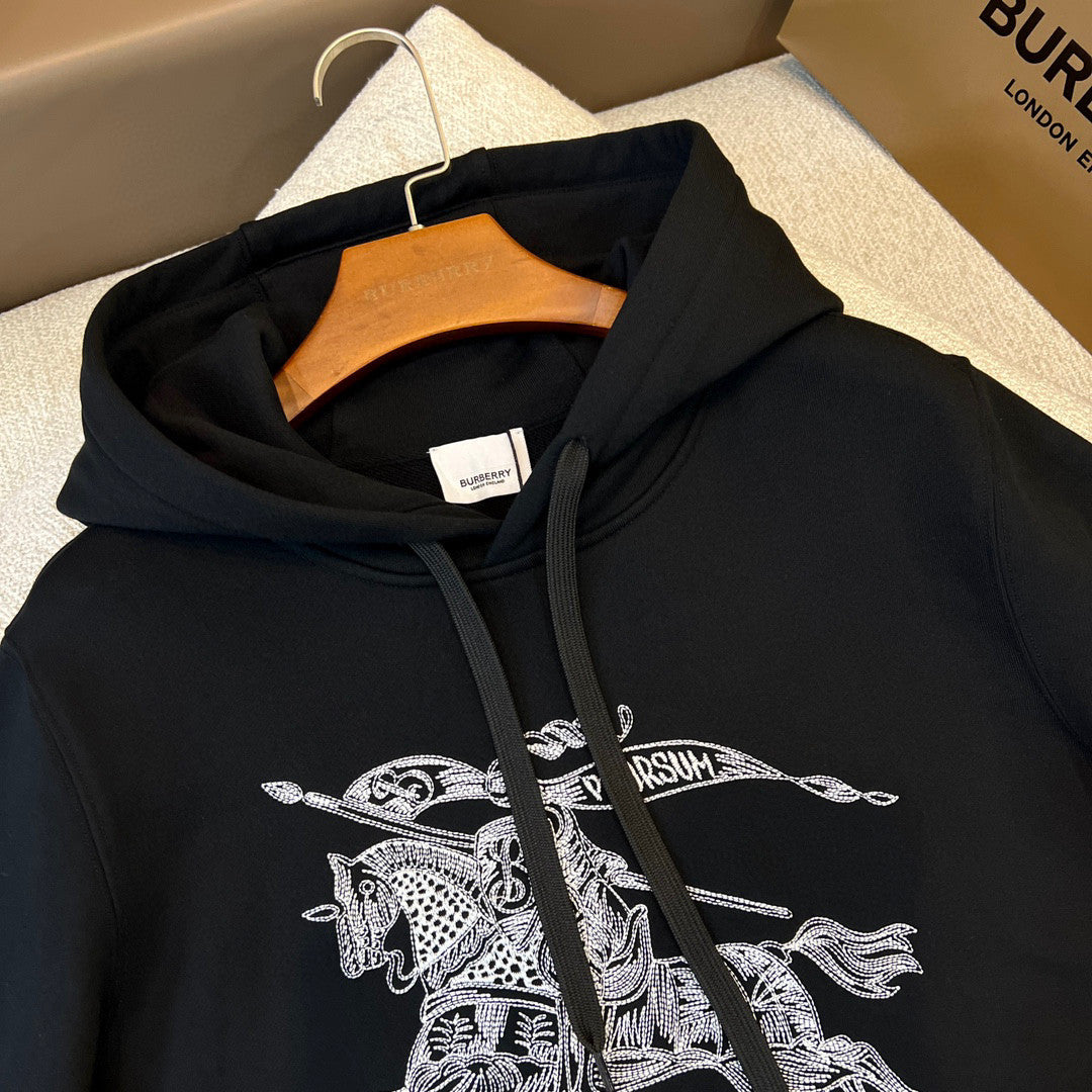 Burberry Embroidered Knight Pattern Hooded Sweatshirt Pullover #96225