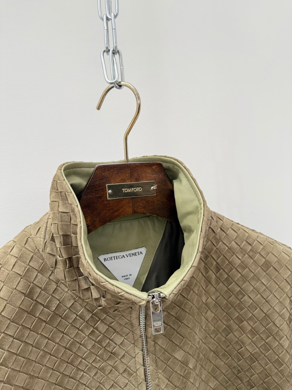 Bottega Veneta Men's And Women's Fall/Winter Fashion Casual Solid Color Hand Knitted Sheepskin Suede Zipper Jacket #78925