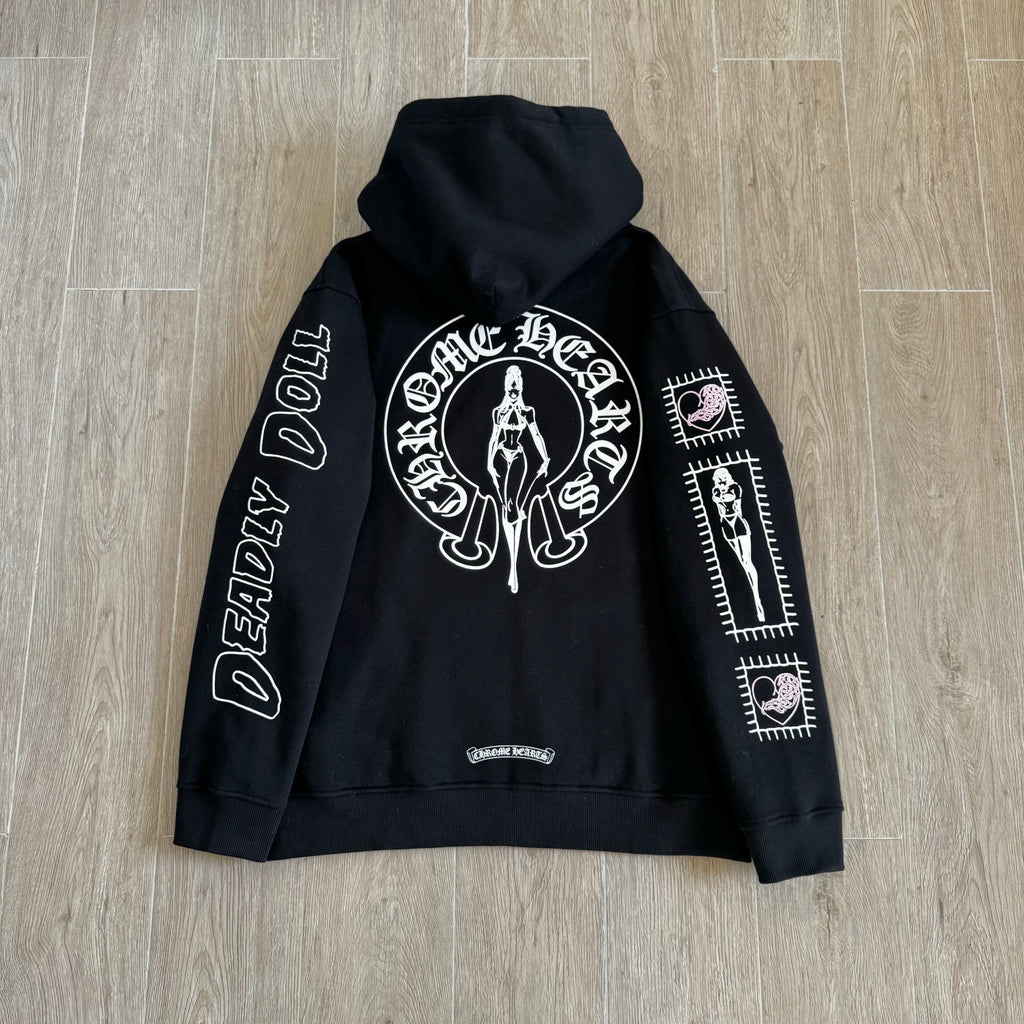 Chrome Hearts X Deadly Doll Cross Beauty Girl Black Sweatshirt Sweatpants #375716