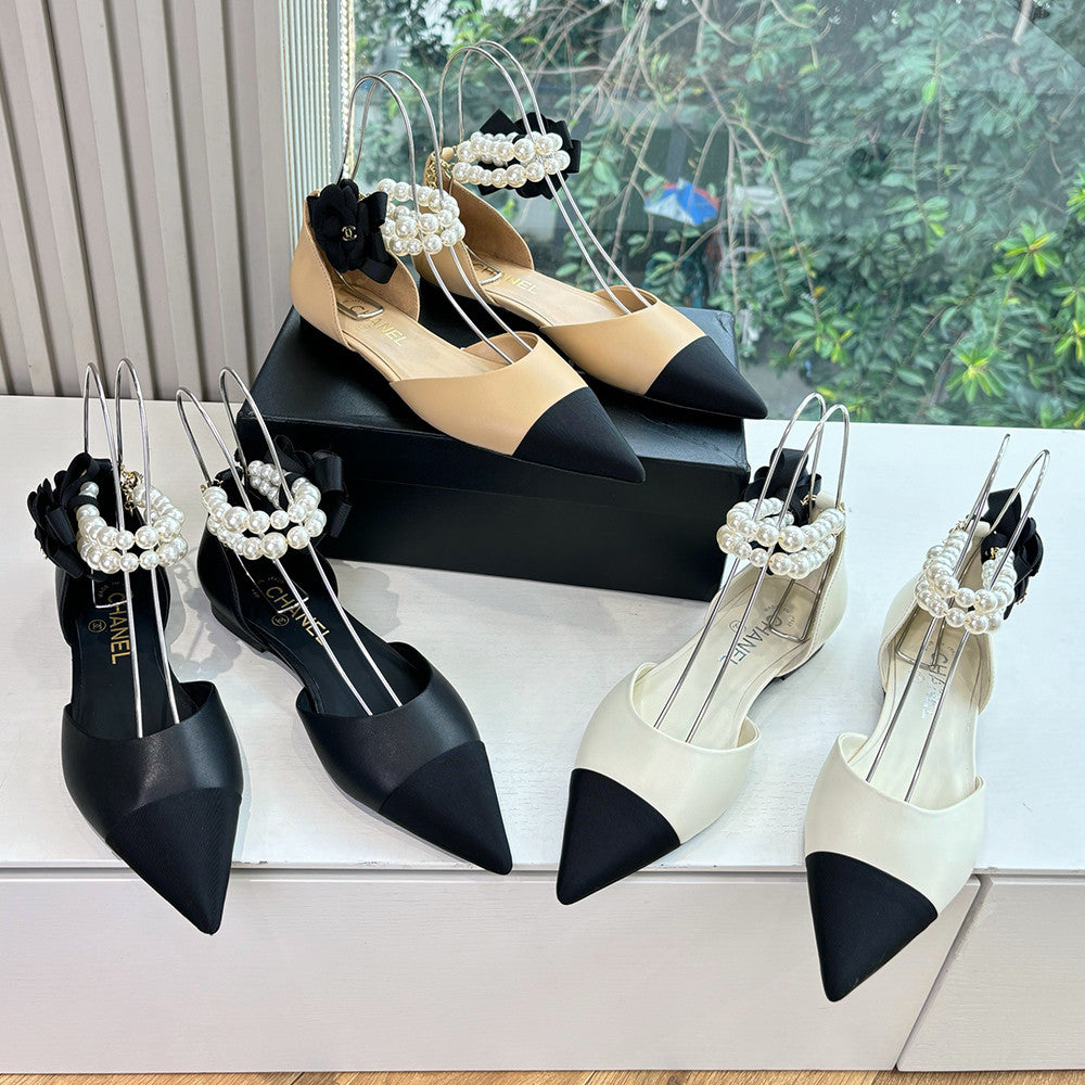 Chanel 25S Braided Mary Jane Toe Pearl Sandals #334482