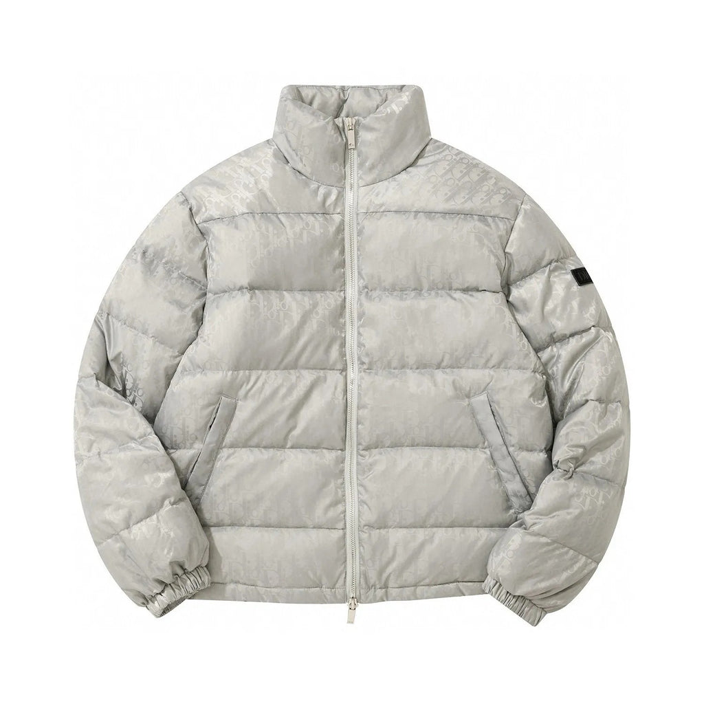 Dior Men's Winter Solid Color Logo Full Print Zipper Collar Down Long Sleeve Puffer Down Jacket #73421
