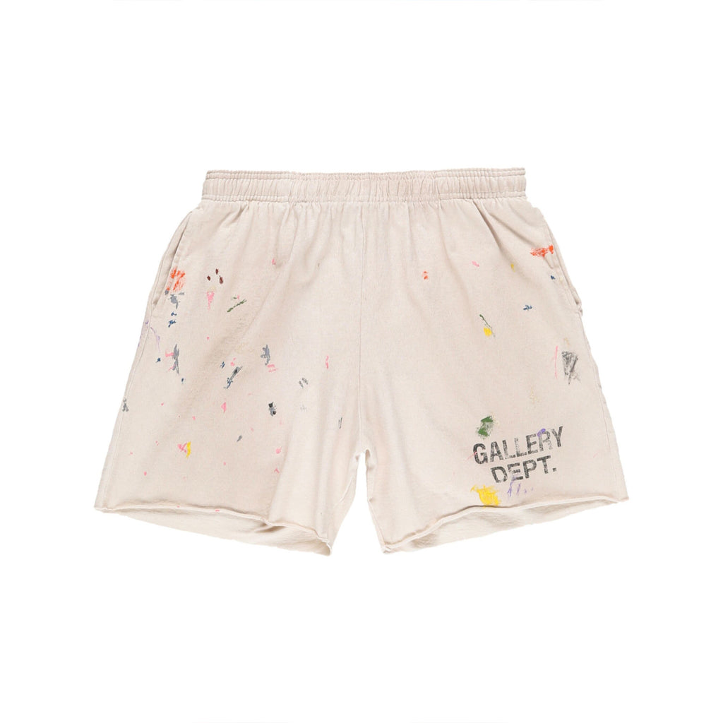 Gallery Dept Men's And Women's Splashed Ink Graffiti Rice White Shorts Retro Fashion High Street Trend Casual Elastic Waist Drawstring Shorts Pants Ngvp #9237