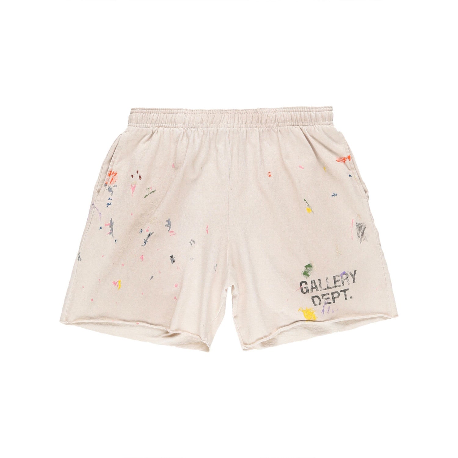 Gallery Dept Men's And Women's Splashed Ink Graffiti Rice White Shorts Retro Fashion High Street Trend Casual Elastic Waist Drawstring Shorts Pants Ngvp #9237