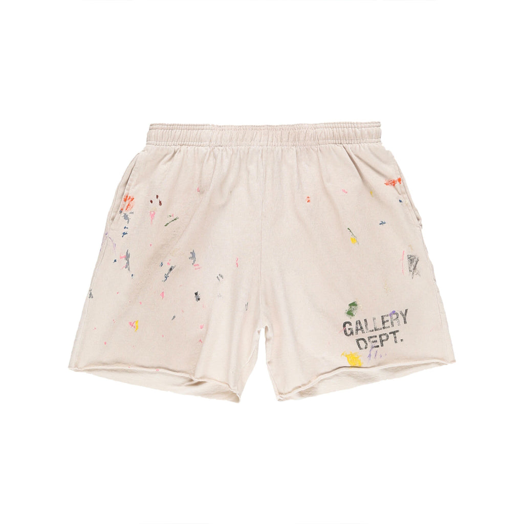 Gallery Dept Men's And Women's Splashed Ink Graffiti Rice White Shorts Retro Fashion High Street Trend Casual Elastic Waist Drawstring Shorts Pants Ngvp #9237