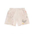 Gallery Dept Men's And Women's Splashed Ink Graffiti Rice White Shorts Retro Fashion High Street Trend Casual Elastic Waist Drawstring Shorts Pants Ngvp #9237