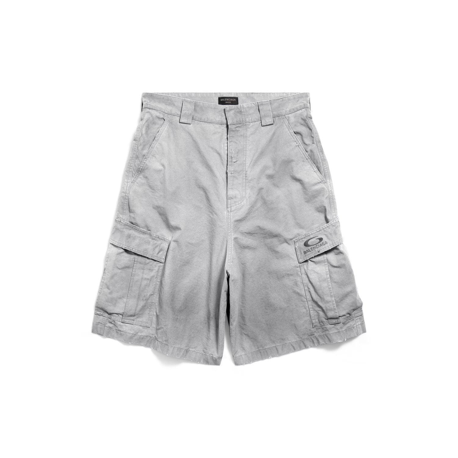 Balenciaga Men's Summer Do-Over Multi-Pocket High Street Solid Color Loose Cotton Work Shorts #77274
