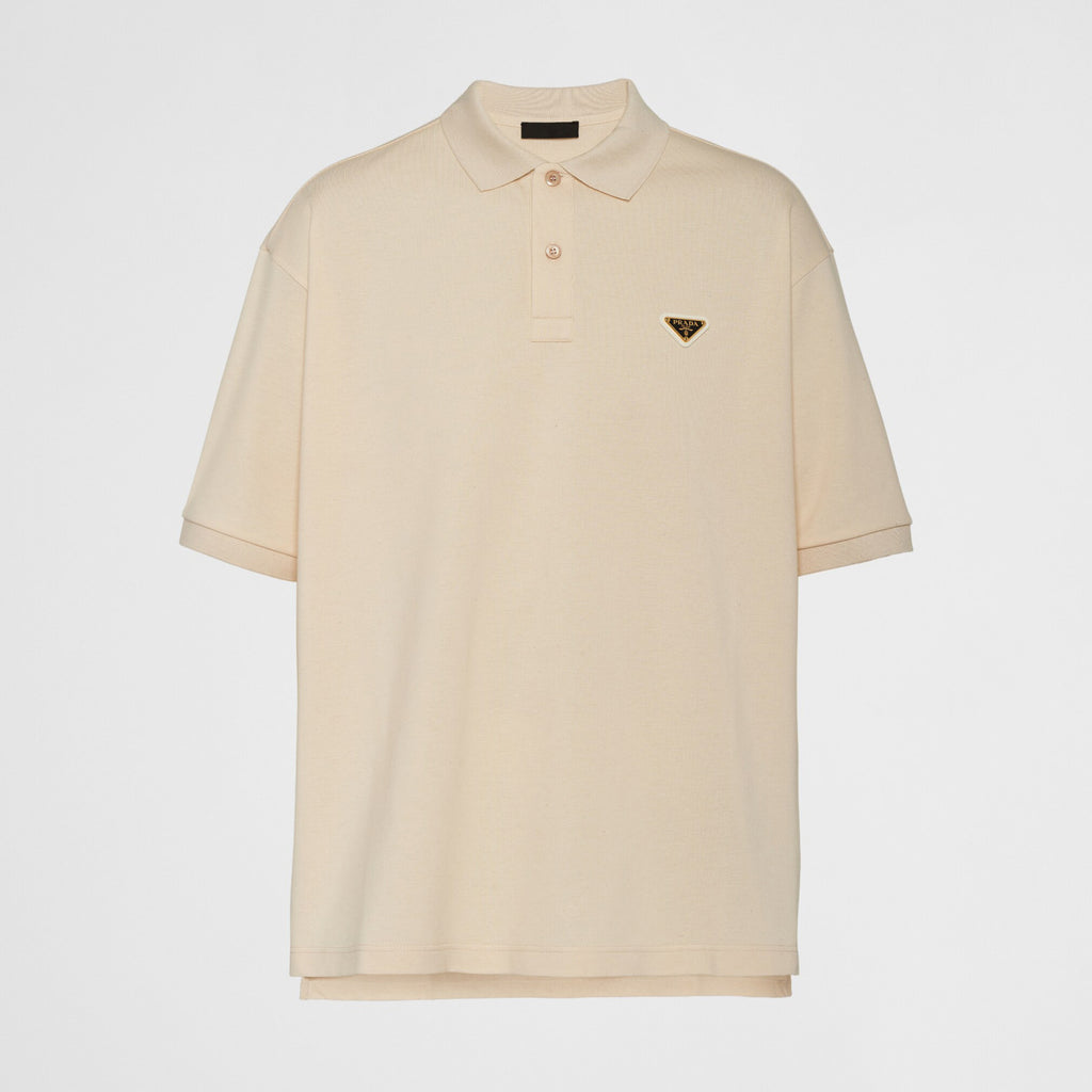 Prada Men's Summer Solid Color Metal Logo Cotton Polo Shirt Short Sleeve T-Shirt #99913