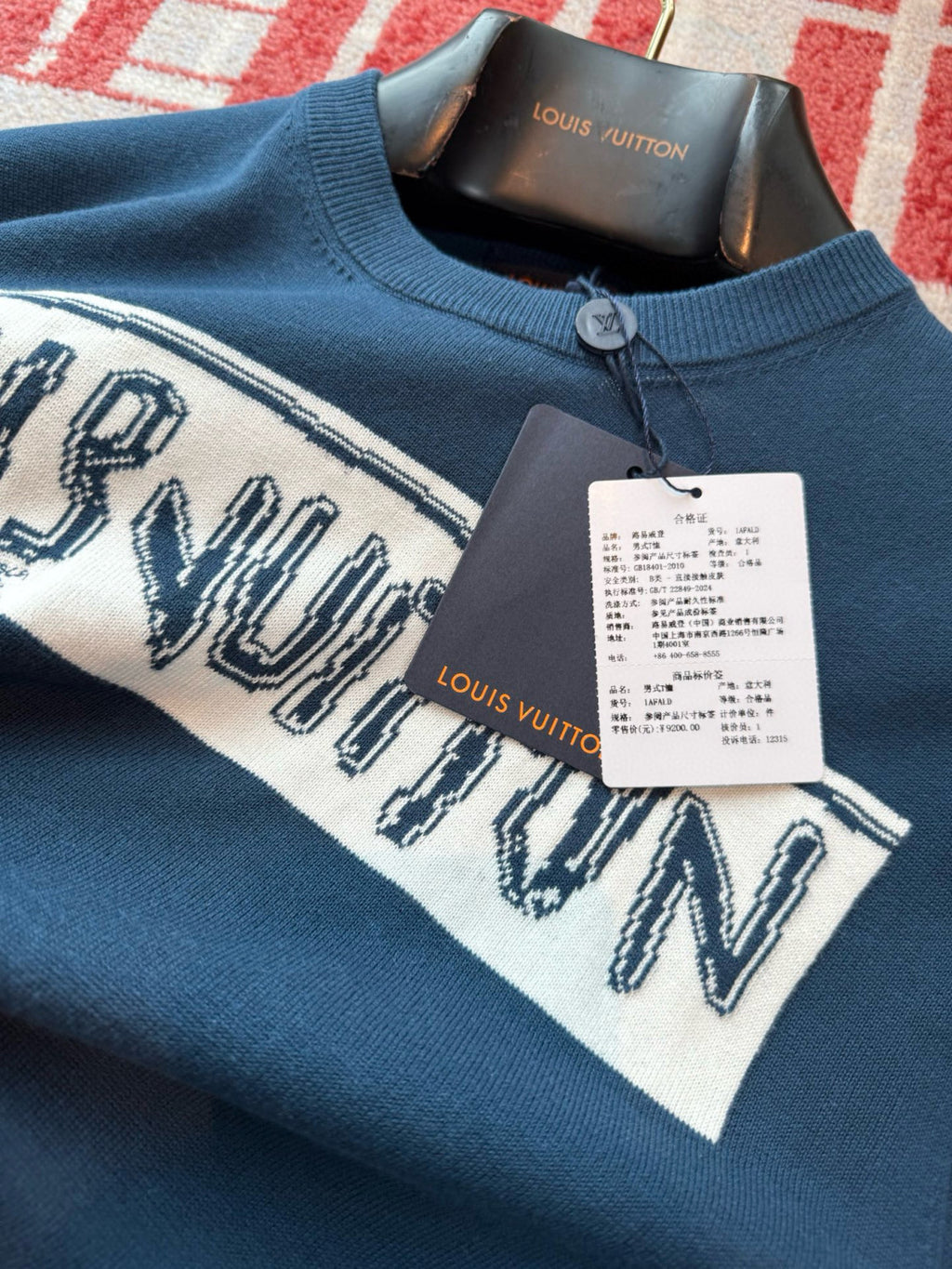 Louis Vuitton Men's Summer Blue Letter Printed Straight Round Neck Cotton Short Sleeve T-Shirt #76457