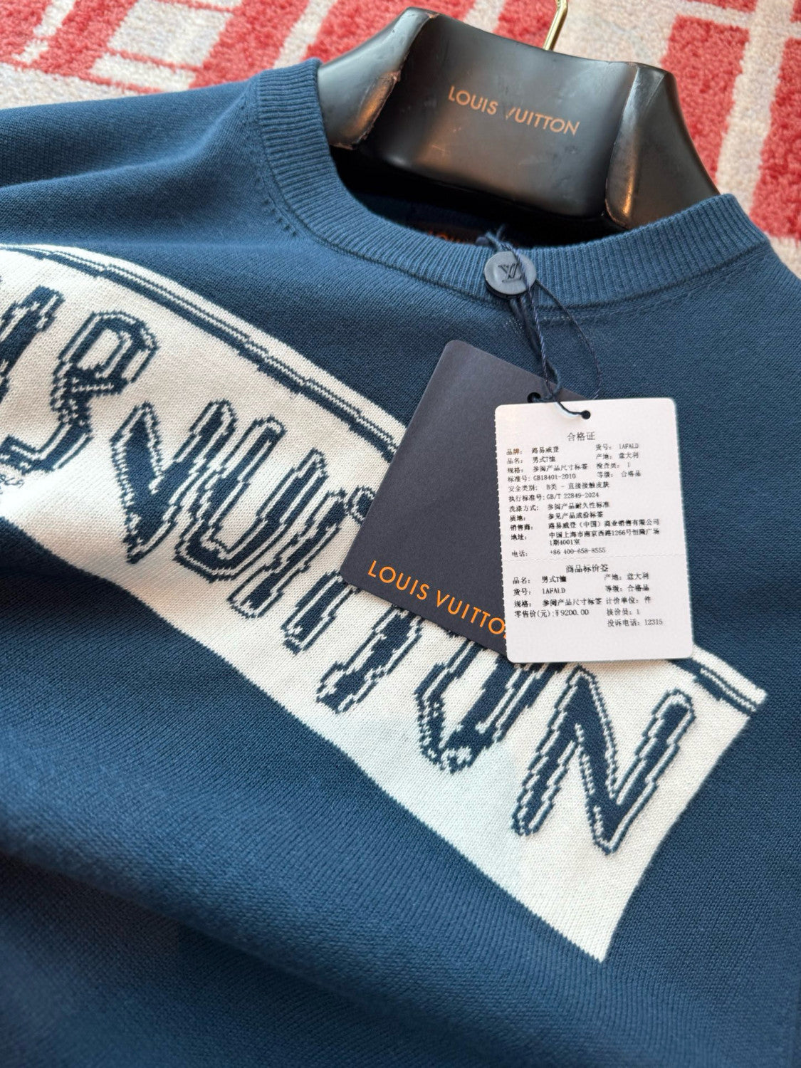 Louis Vuitton Men's Summer Blue Letter Printed Straight Round Neck Cotton Short Sleeve T-Shirt #76457