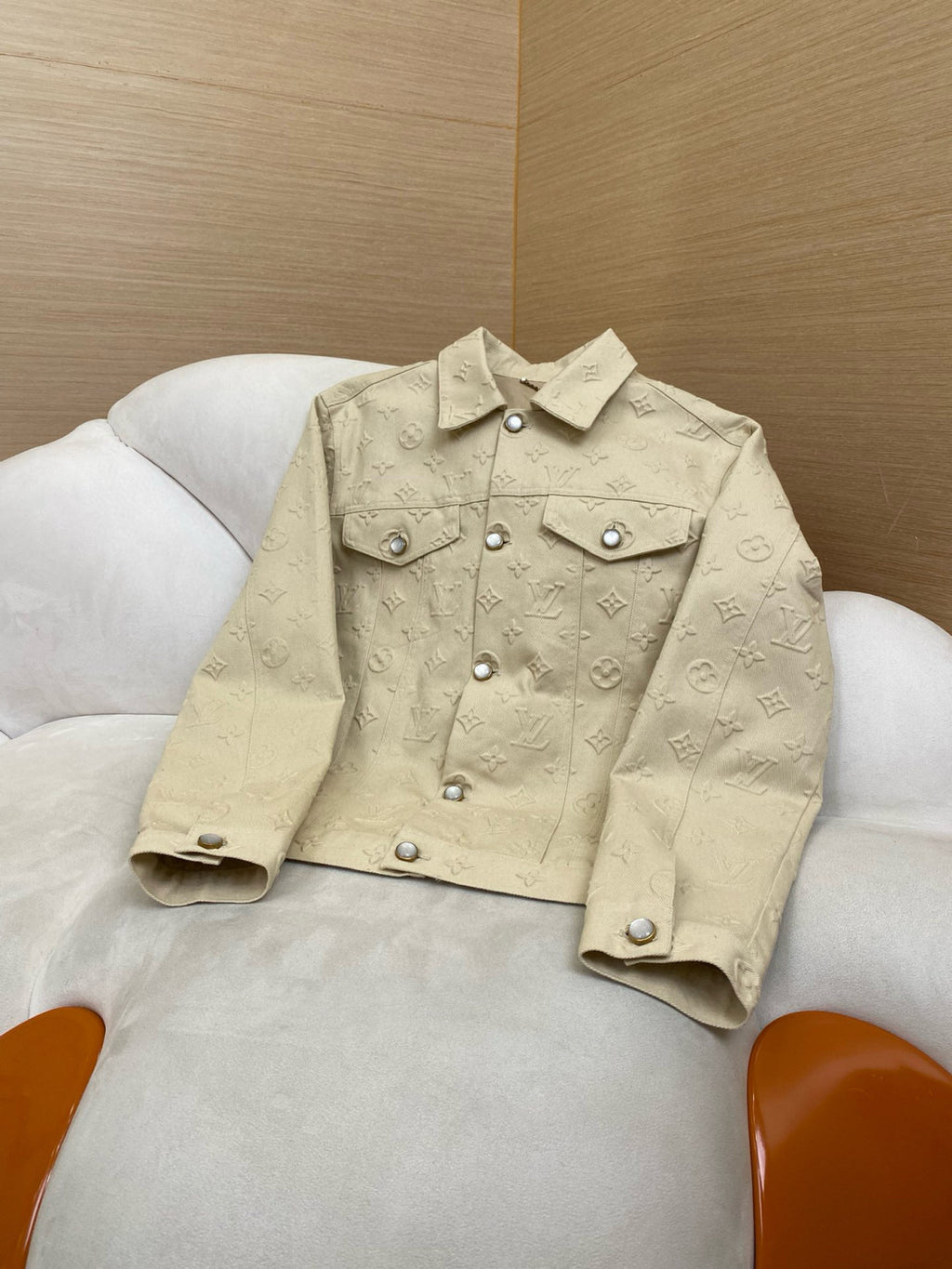 Louis Vuitton Men's Summer Solid Color Embossed Letters Printed Single Breasted Long Sleeved Denim Jacket Casual Jeans Pants Suit Set #75948