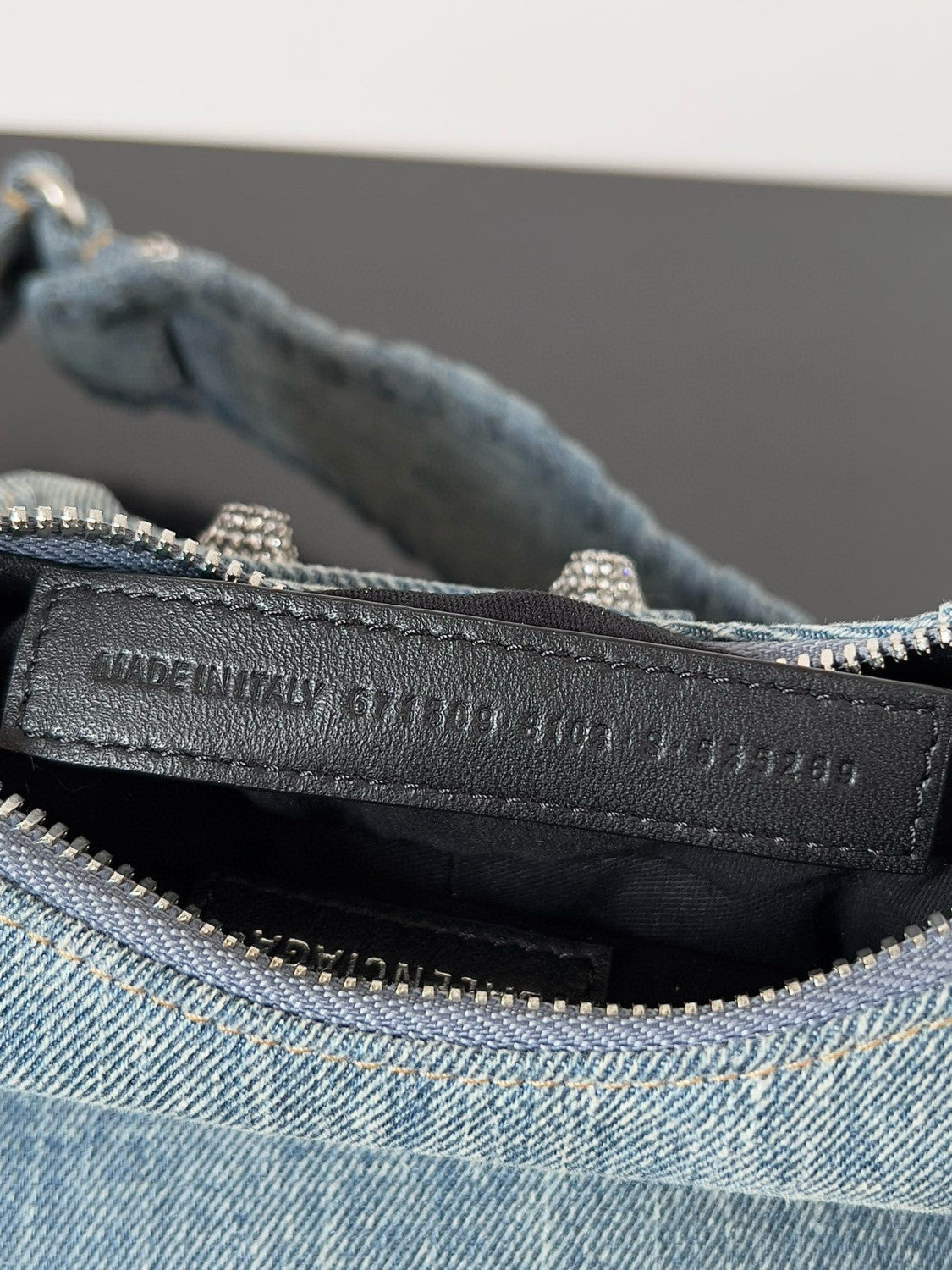 Balenciaga Le Cagole Women's Solid Colour Washed Worn Edge Adjustable Shoulder Strap Denim Shoulder Bag Armpit Bags #76769