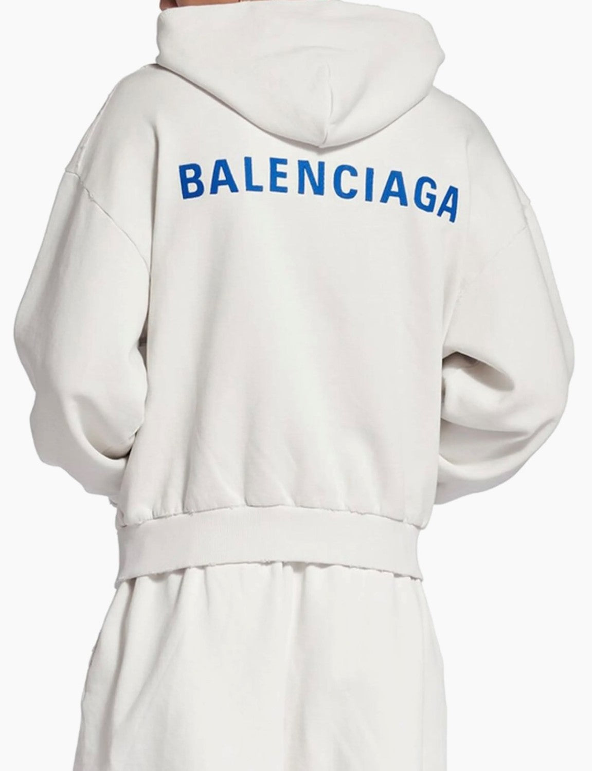 Balenciaga 25FW New Letters Embroidered Logo Hooded Zipper Jacket Cotton Terry Fabric Loose Short Design Simple Embroidery Logo Finished Washing Old destruction Process #332365