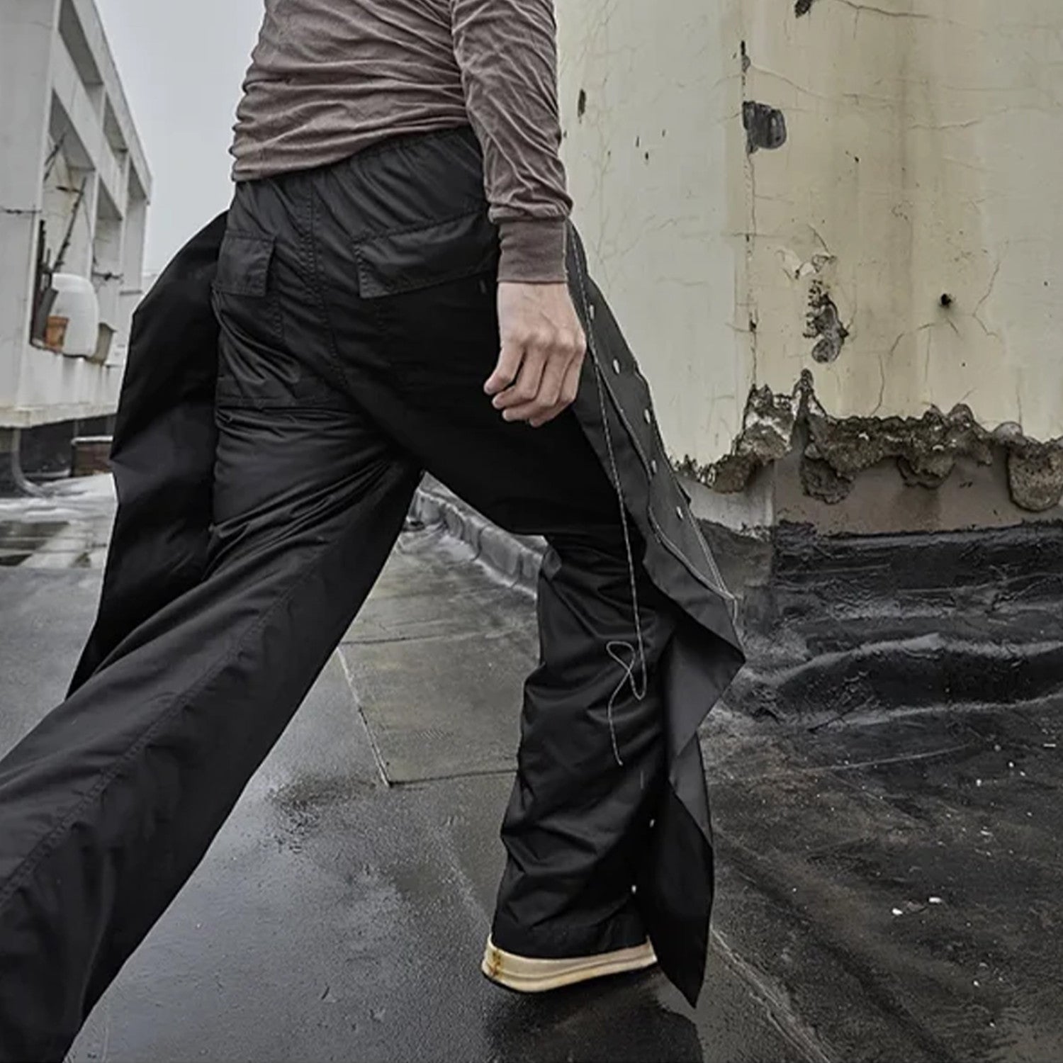 Rick Owens Men's Four Seasons Dark Line Button Workwear Pants Loose Retro Trend Drawstring Straight Leg Pants Ngvp #8779